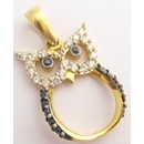 Klenoty Budín Zlatý přívěsek posetý zirkony a černými zirkonysovička HK3118