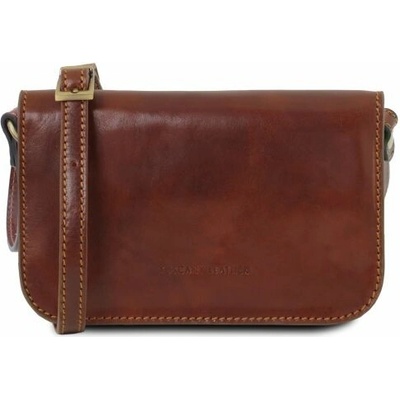 Tuscany Leather kožená crossbody kabelka s chlopňou Carmen Hnedá