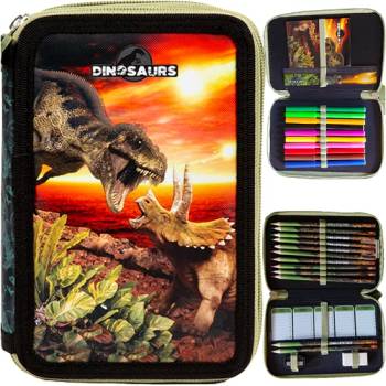 Image 1 of DERFORM - Несесер с 2 ципа, пълен DINOSAUR 18