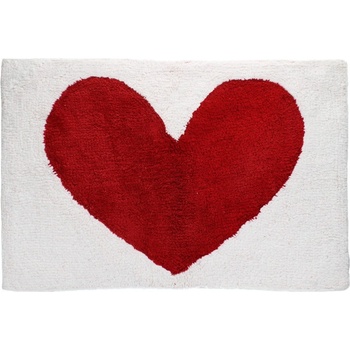 Rex London Червен /бял килим за баня 50x80 cm Heart - Rex London (30415)