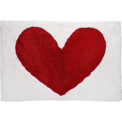 Rex London Червен /бял килим за баня 50x80 cm Heart - Rex London (30415)