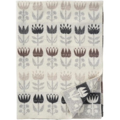 Klippan Švédsko Vlněná Tulip grey šedá deka 130x180