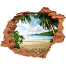 Wallmuralia Nálepka fototapeta 3D výhled Palmy na pláži, rozměry 90x70 cm