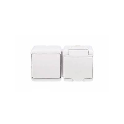 JUNIOR Single pole connector + airtight socket (flap white) white IP54 WGHH-1