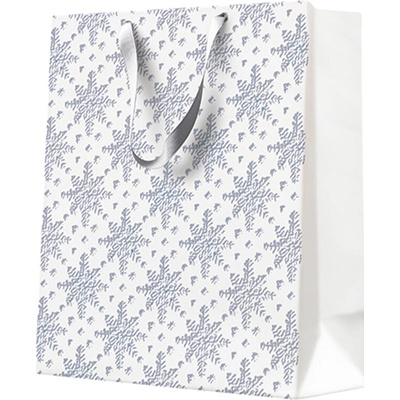 PAW Dárková taška vánoční 20x25x10 cm Textured Snowflakes Silver