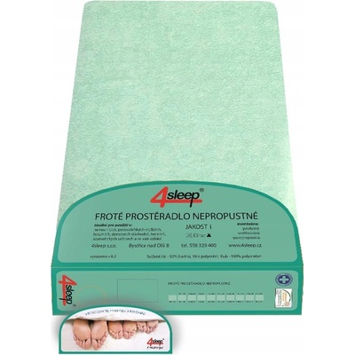 Nepropustné prostěradlo froté s gumou zelené 90x200