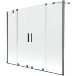 Mexen Velar Двойна вана 2-крилна плъзгаща се 190 x 150 cm, прозрачна, пистолеро метал - 896-190-000-02-95 (896-190-000-02-95)