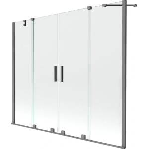 Mexen Velar Двойна вана 2-крилна плъзгаща се 190 x 150 cm, прозрачна, пистолеро метал - 896-190-000-02-95 (896-190-000-02-95)