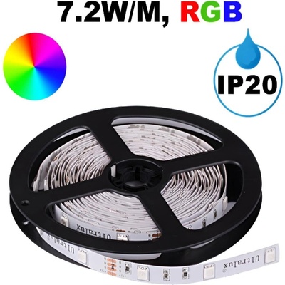 UltraLux LED лента 7.2W/m, RGB, 5м, 12V DC, Неводоустойчива, 30 LEDs/m, 120°, SMD 5050 (NG5030RGB)