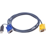 ATEN KVM кабел ATEN, PC HDB & USB към 3in1 SPHD(Keyboard/Mouse/Video), Вграден PS/2 към USB конвертор, 1.8 м (ATEN-2L-5202UP)