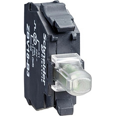 Schneider Electric ZBV18B1 Objímka žárovky s bílým LED modulem, 24 v, pro přední panel. Ø 22, se šroubovým připojením Př