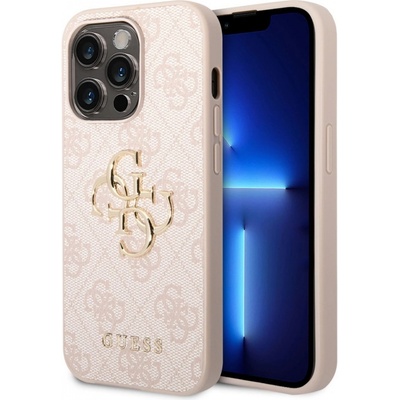 Guess PU 4G Metal Logo iPhone 15 Pro, ružové