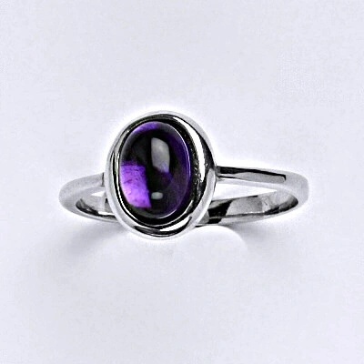 Čištín Stříbrný prsten přírodní kámen ametyst T 1355