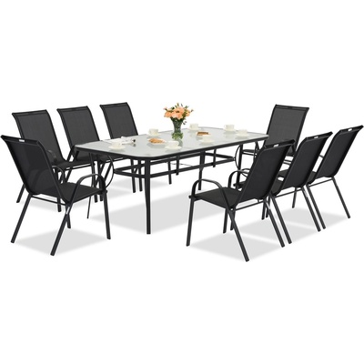 Garden Point Метални градински мебели Modena за 8 души с голяма маса Garden Point black (GAP1074)