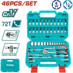 TOTAL Комплект тресчотка и вложки total industrial, 1/4" , 46 части (tl ind tht141462)