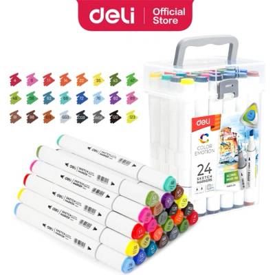 Deli Комплект от 24 двустранни триъгълни маркери за скициране Deli Color Emotion DEL70803-24 (DEL70803-24)