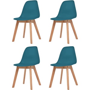 vidaXL Трапезни столове, 4 бр, тюркоаз, пластмаса (244781)