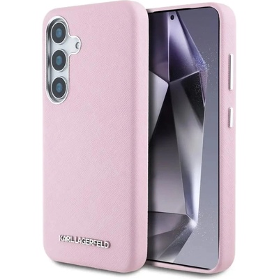KARL LAGERFELD Saffiano Full Wrapped Elongated Metal Logo MagSafe Case за Samsung Galaxy S25+ - Розов (3666339450274)