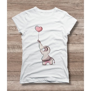 Мъжка тениска 'Слонче със сърчице' - бял, xl