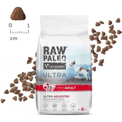 VetExpert Raw Paleo Ultra Mini Adult Beef - висококачествена монопротеинова кучешка храна за пораснали кучета от дребни породи с говеждо, 2 кг, Vet Expert - Полша