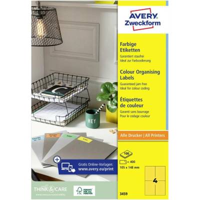 Avery-Zweckform 3459 etikety 105 x 480 mm papier žltá 400 ks trvalé univerzálne etikety; 3459