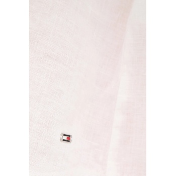 Tommy Hilfiger Ленена блуза Tommy Hilfiger дамска в бяло с изчистен дизайн WW0WW44701 (WW0WW44701)
