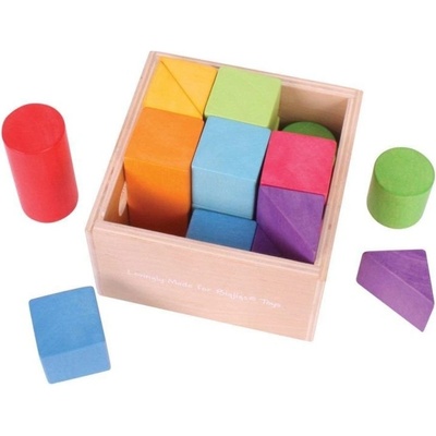 Bigjigs Toys - Дървени многоцветни блокчета - Геометрични фигури - Дъга