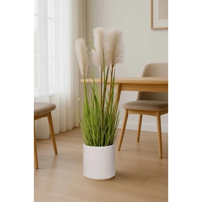 eshop-kvetinace.sk Umelá tráva v krémovom kvetináči SECCA, plast, výška 120 cm, zelená