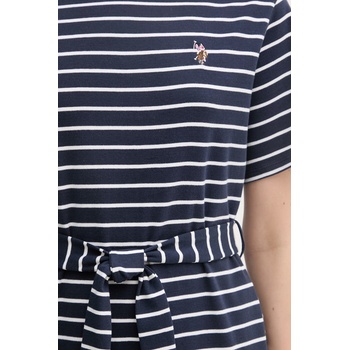 U. S. Polo Assn U. S. Polo Assn. рокля от памук BOAT NECK BOXY SLEEVE STRIPE MIDI (WUP2263)