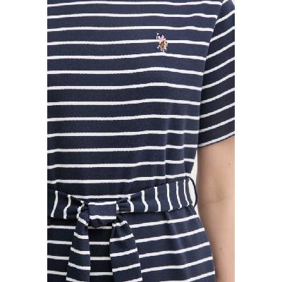 U. S. Polo Assn U. S. Polo Assn. рокля от памук BOAT NECK BOXY SLEEVE STRIPE MIDI (WUP2263)