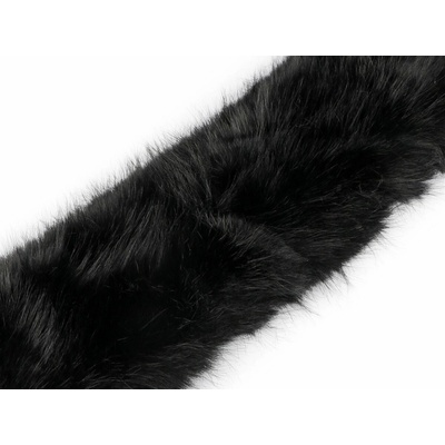 Odevná kožušina s pútkami na kapucni dĺžka 68 cm - čierna