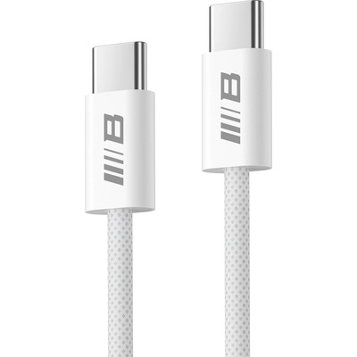 Blueo - Кабел за данни - Type-C към Type-C, бързо зареждане, оплетен, 1.2 м - Бял