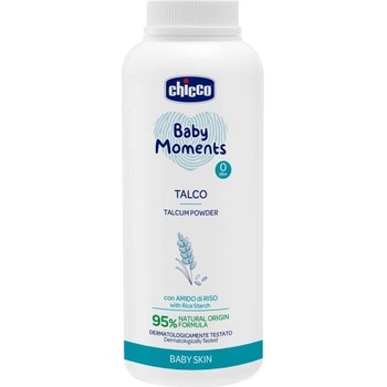 Chicco Бебешка пудра Baby Moments с оризово нишесте 95% натурални съставки 150 г