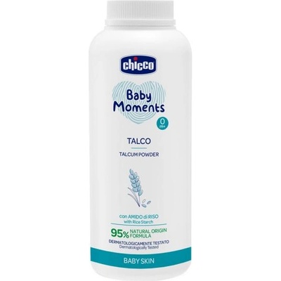 Chicco Бебешка пудра Baby Moments с оризово нишесте 95% натурални съставки 150 г