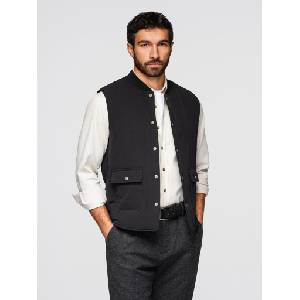 Ombre Clothing Мъжка светла елек без ръкави със вертикално прошиване - черен V1 OM-JAVJ-0323 Ombre Clothing Ombre Clothing | Cheren | МЪЖЕ | L/XL
