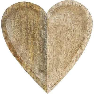 Mars & More Miska v tvare srdca z mangového dreva Mango Heart 25 x 25 x 2,5 cm