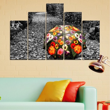 Vivid Home Картини пана Vivid Home от 5 части, Цветя, Канава, 160x100 см, 5-та Форма №0677