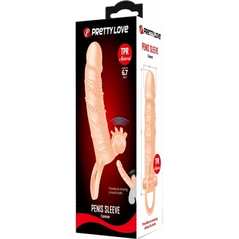 Pretty Love Connor Penis Sleeve Vibrator with Clitoral Stimulator Nude