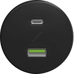 Kliklap - Ретро USB гнездо A+C без рамка, черно (KA0071)