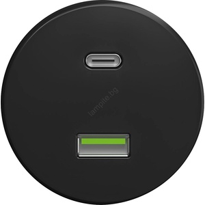 Kliklap - Ретро USB гнездо A+C без рамка, черно (KA0071)