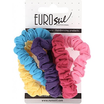 Látkové gumičky do vlasov Eurostil Profesional - farebné, 5 ks (07454)