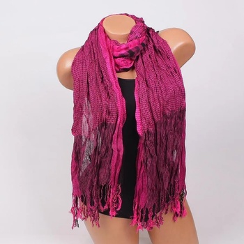 Image 1 of Двуцветен шал с пепитен десен в черно и цикламено