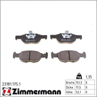 Sada brzdových destiček, kotoučová brzda ZIMMERMANN 23181.175.1