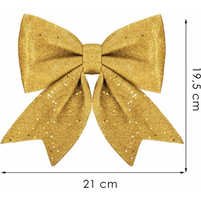 SPRINGOS Vánoční mašle s flitry 19,5x21cm zlatá vánoční dekorace CA1305-XG