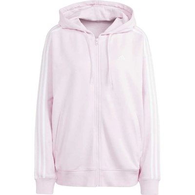 adidas 3-Stripes Full Zip Hoodie ružová biela