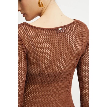 Fracomina Рокля Fracomina в кафяво дълга с кройка по тялото FS25SD5004K514O7 (FS25SD5004K514O7)