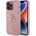 GUESS PU Fixed Glitter 4G Metal Logo Case - силиконов (TPU) калъф за iPhone 15 Pro Max (розов)