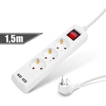 Delight 3 Plug + 2 USB 1,5 m Switch (20221U)