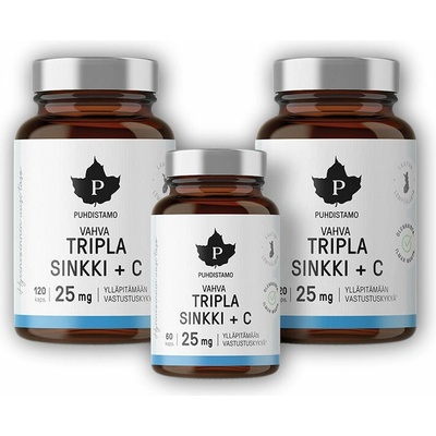 Puhdistamo Triple Zinc 25mg + Vitamin C 2 x 120 kapslí + 60 kapslí