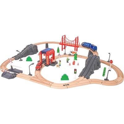 TookyToy Drevená vláčiková dráha hasiči